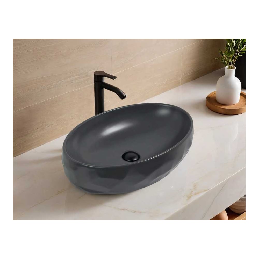 Изображение товара Раковина Gid Dgm9030wx накладная серый матовый овал 60x40 см