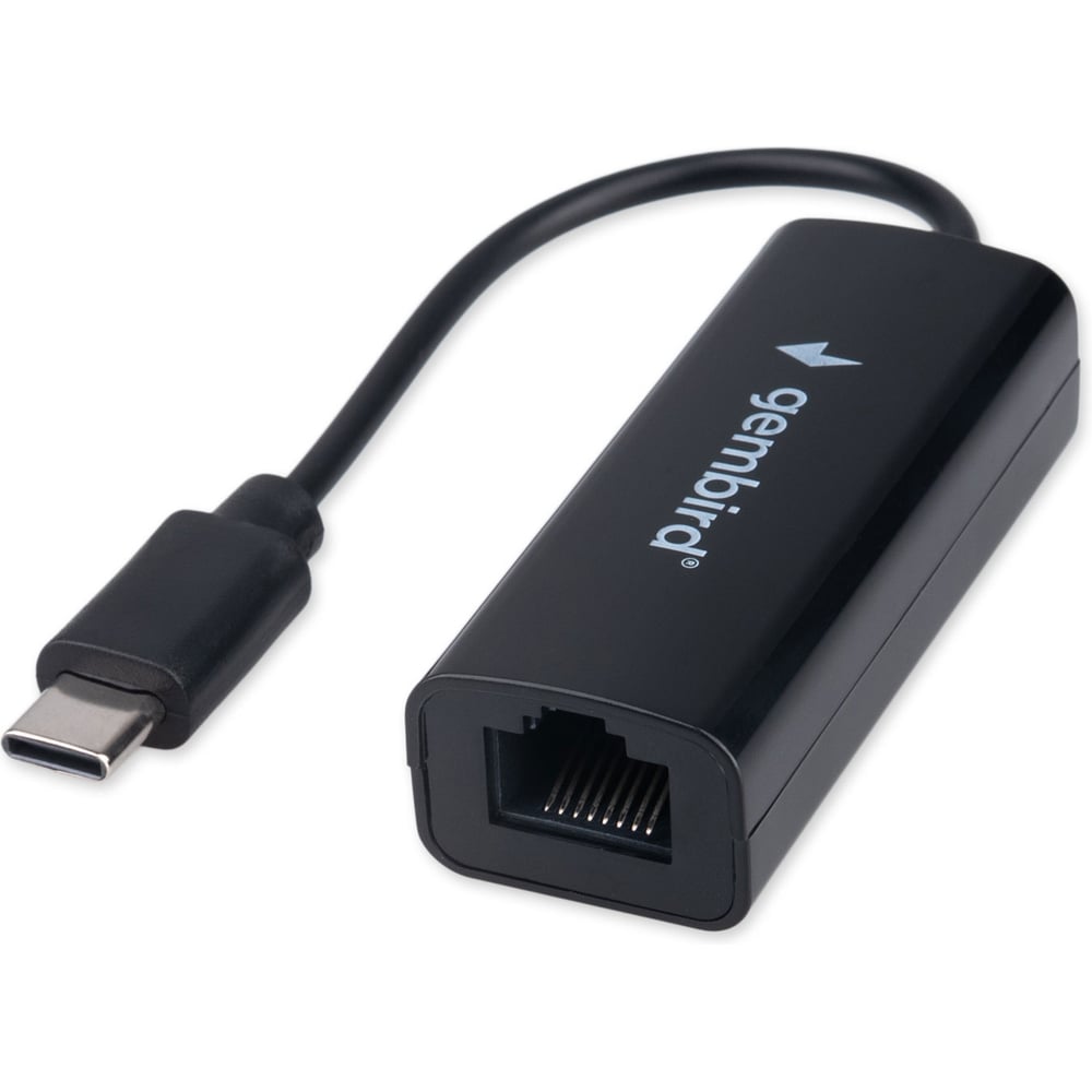 Изображение товара Сетевой адаптер Gembird Ethernet Type-C USB 2.0 - Fast Ethernet adapter, пластик, черный, RTL8152, NIC-U10