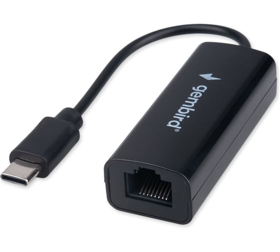 Изображение товара Сетевой адаптер Gembird Ethernet Type-C USB 2.0 - Fast Ethernet adapter, пластик, черный, RTL8152, NIC-U10