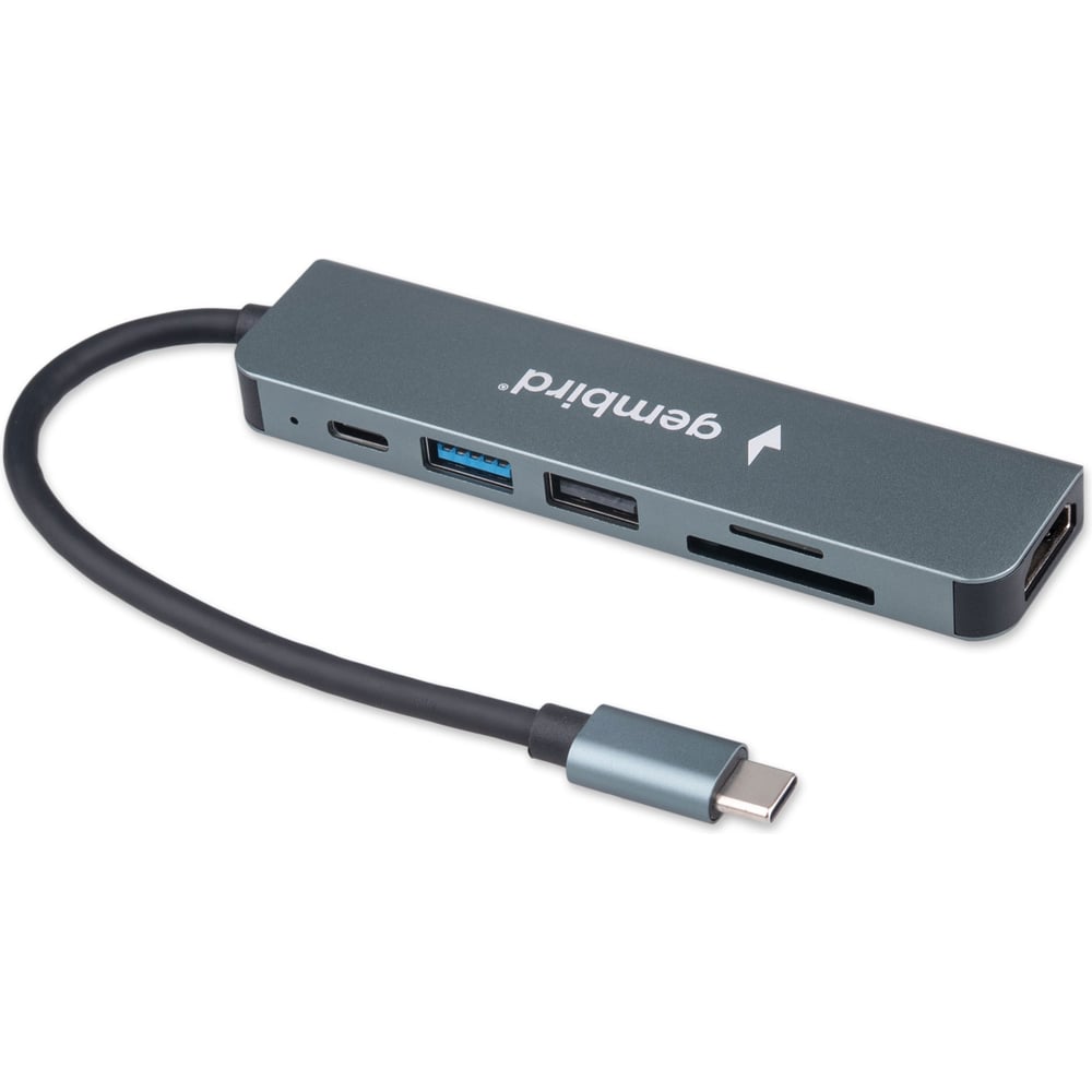 Изображение товара Док-станция Gembird Type-C 6в1 USB3.1 HDMI SD TF 100W aluminum