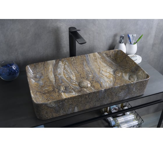 Изображение товара Раковина Gid Mnc396T накладная, под камень глянцевая, 60x34x11 54475