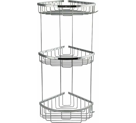 Изображение товара Полочка ООО ПКФ Сварком 22 см тройная угловая овальная , решётка из нержавеющей стали (уп/1шт) СанТех s052675