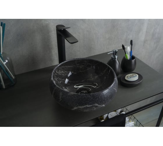 Изображение товара Раковина Gid Mnc480 накладная, под камень глянцевая, 32x32x15.5 54432