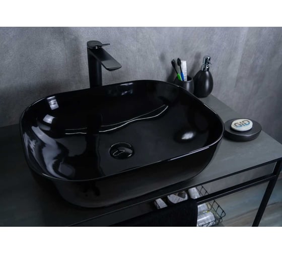 Изображение товара Раковина Gid BL1302 накладная, черная глянцевая, 50x40x14 53347