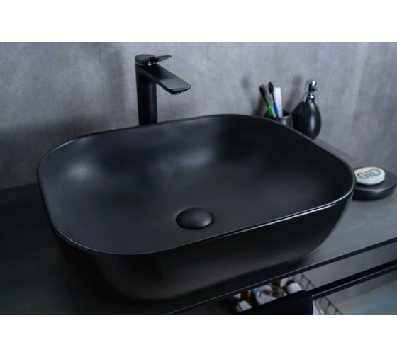 Изображение товара Раковина Gid Bm1302 накладная, черная матовая, 50x40x14 53348