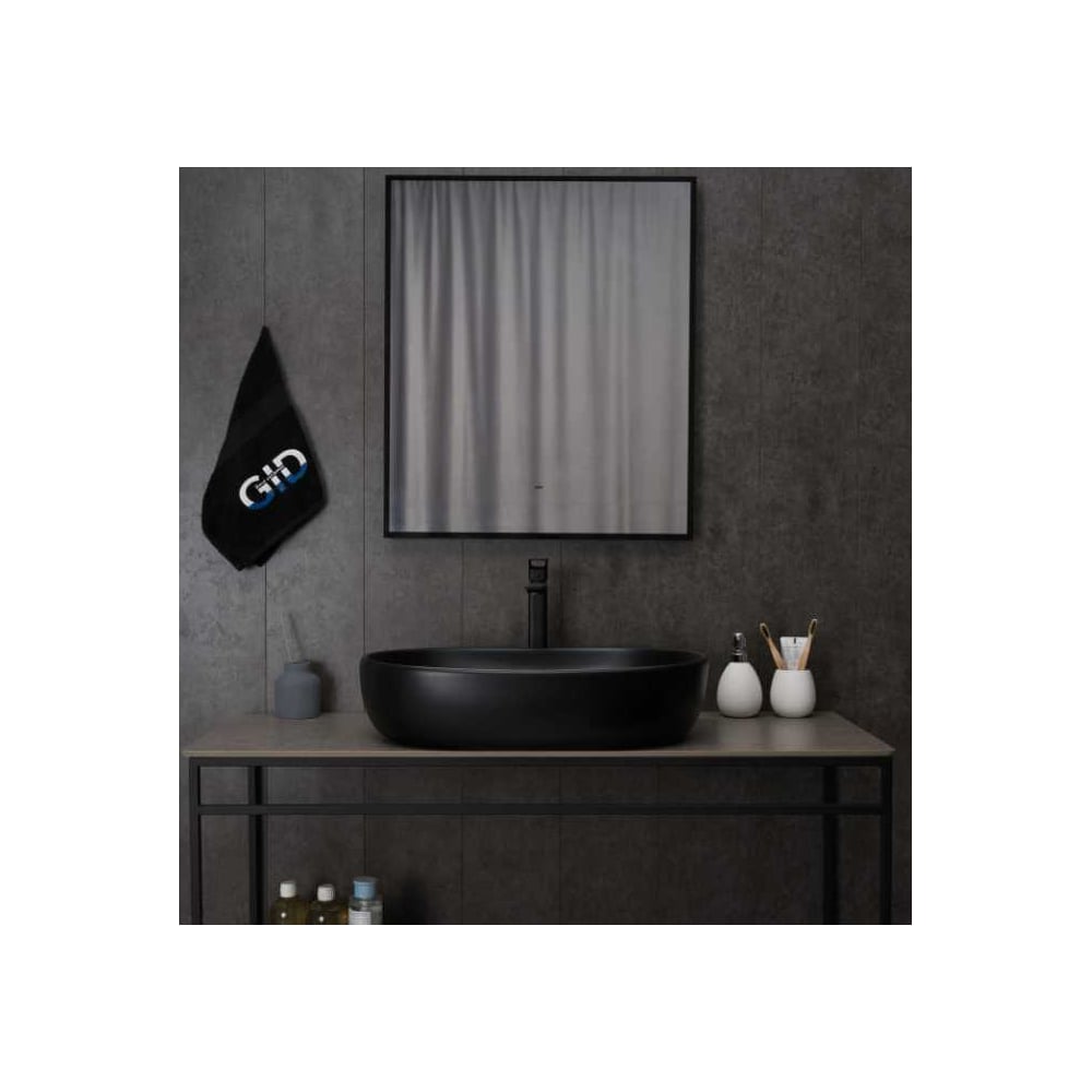 Изображение товара Раковина Gid Bm9026a накладная черная матовая 60x40 см современный стиль
