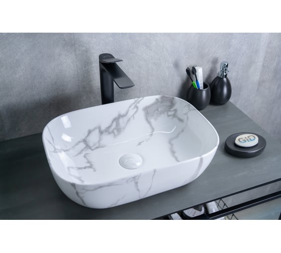 Изображение товара Раковина Gid Mnc333C накладная, под камень глянцевая, 46x32.5x13.5 54469