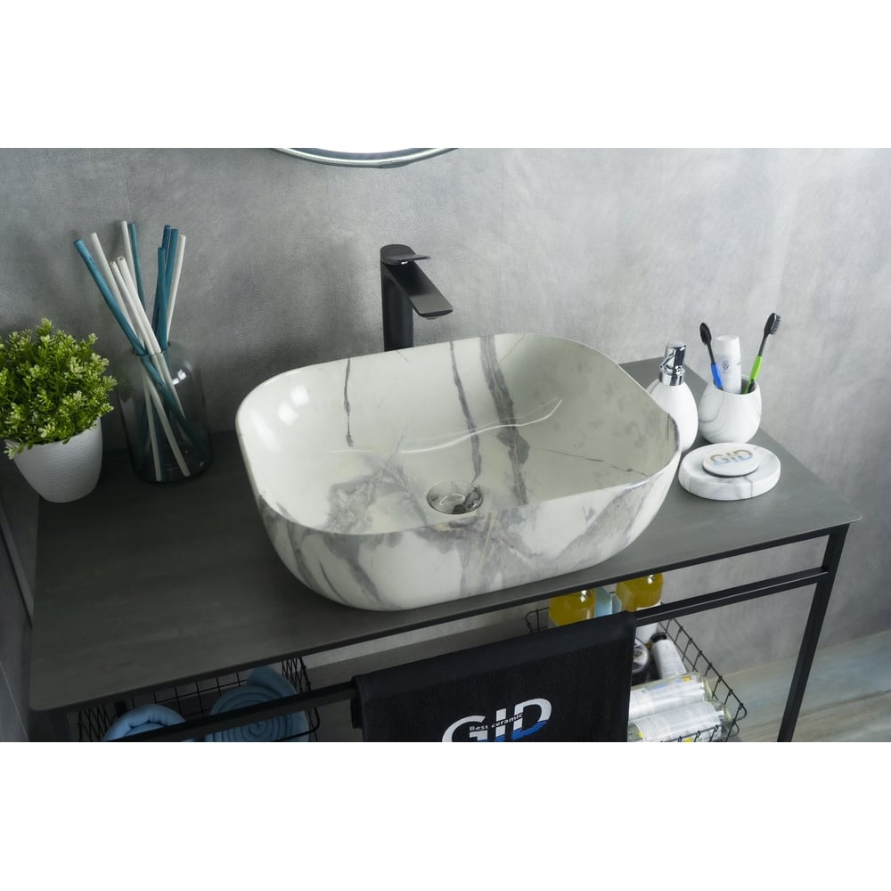 Изображение товара Раковина Gid K397G125 накладная, под камень глянцевая, 50x40x14 54402