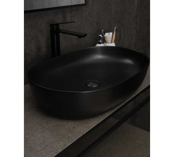 Изображение товара Раковина Gid Bm1348 накладная, черная матовая, 61x41x13.5 53355