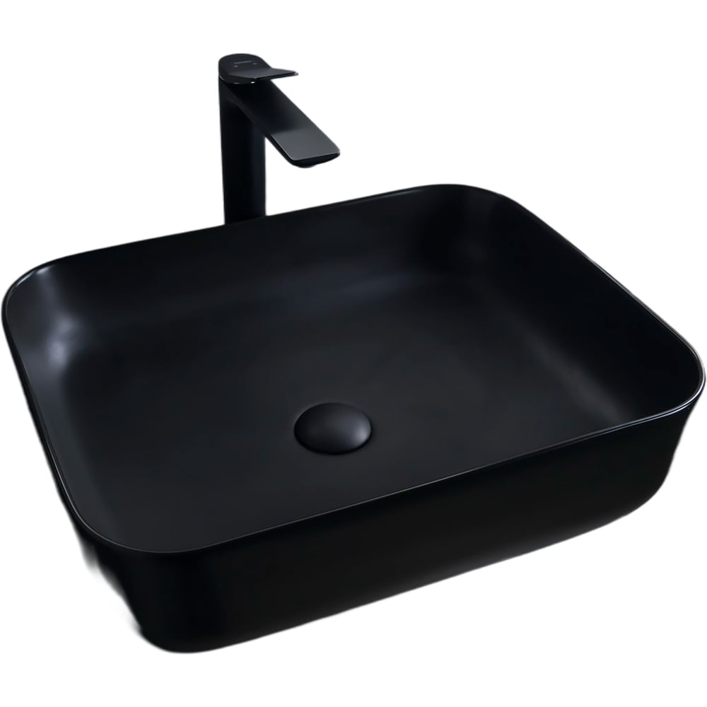 Изображение товара Раковина накладная Gid Bm1304 черная матовая 50x39 см для ванной комнаты