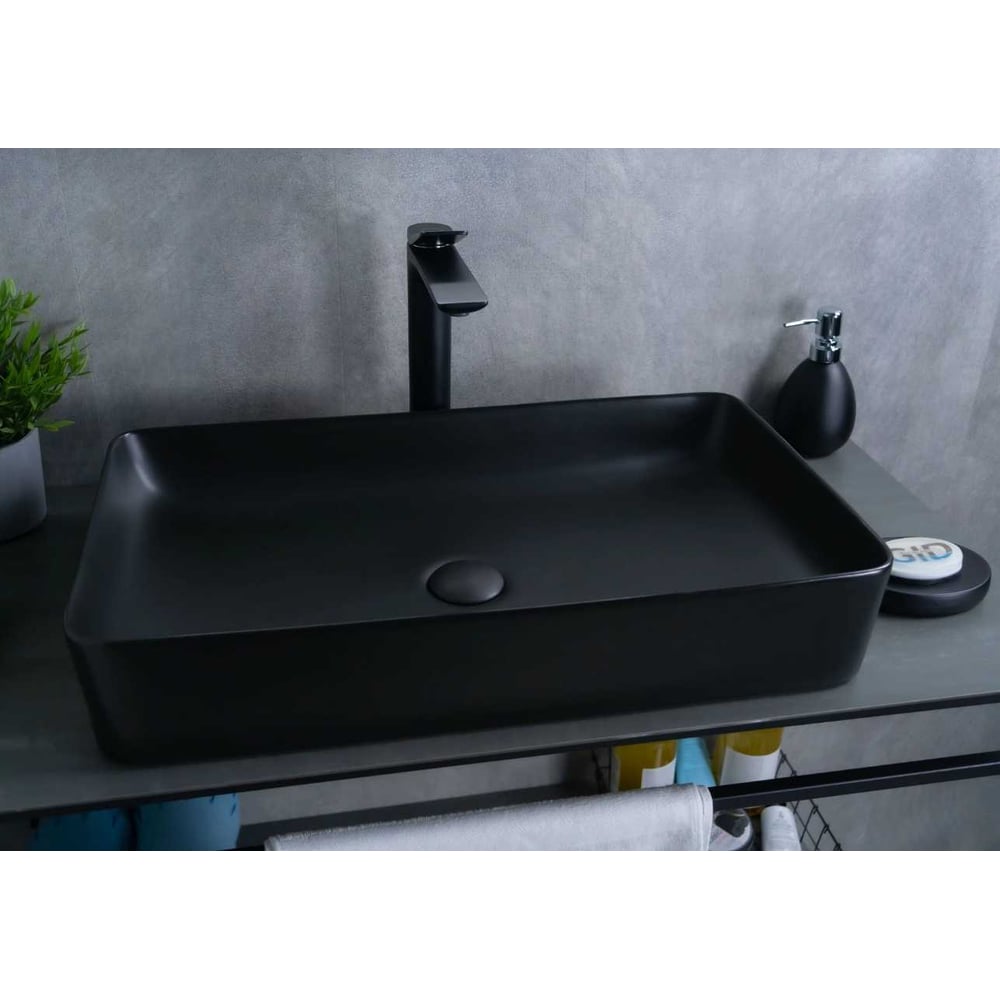 Изображение товара Раковина Gid Bm9396 накладная черная матовая 600х340 мм