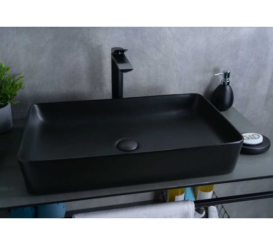 Изображение товара Раковина Gid Bm9396 накладная, черная матовая, 60x34x11 53344