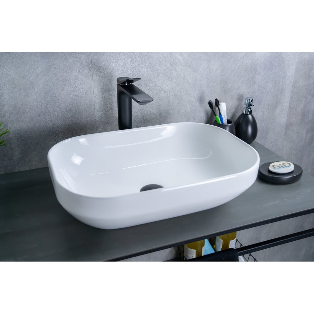 Изображение товара Раковина Gid D1468 накладная белая керамическая 50x36 см современный стиль