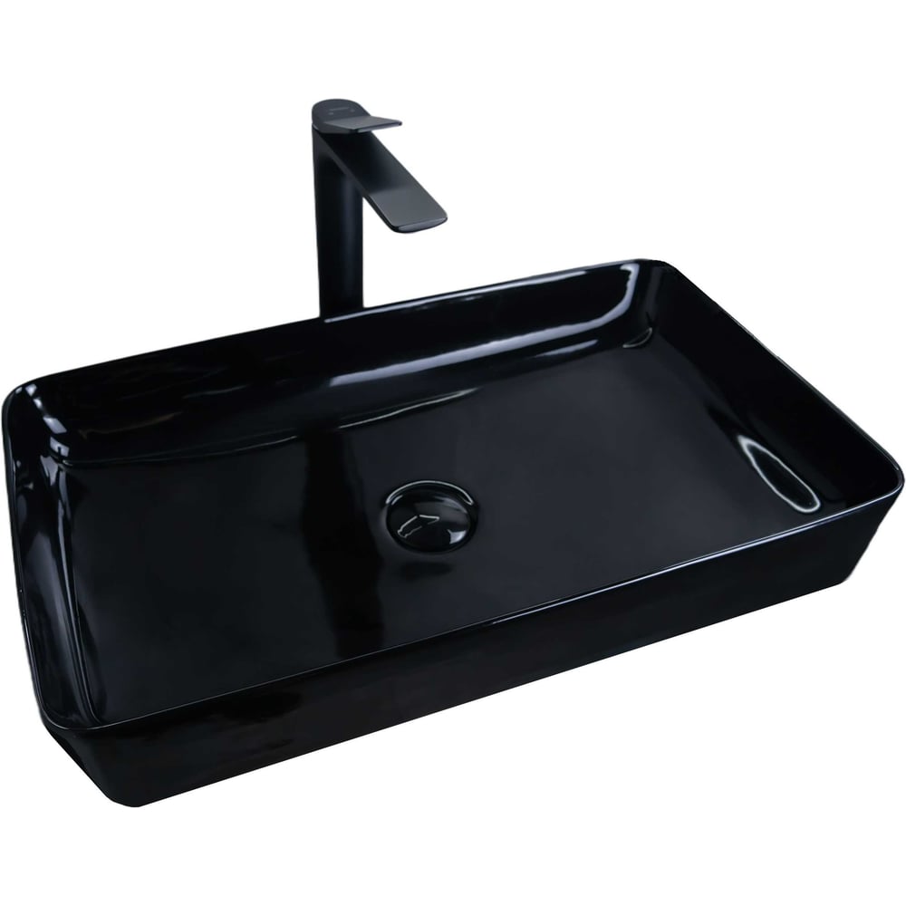 Изображение товара Раковина Gid BL9396 накладная черная глянцевая 60x34x11 см