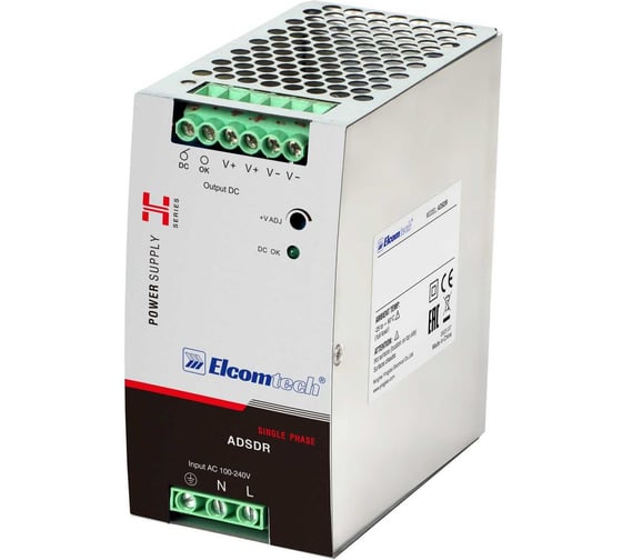 Изображение товара Блок питания на DIN рейку ELCOMTECH AC/DC 120W вход 100-240V,выход 12V 10A ADSDR-120-12 УТ-00035170