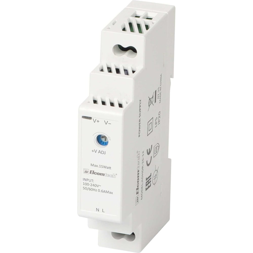Изображение товара Блок питания ELCOMTECH 15W на DIN рейку AC/DC 15V 1A