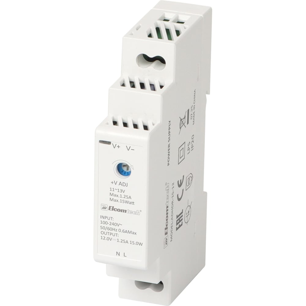 Изображение товара Блок питания ELCOMTECH DIN рейка AC/DC 15W 12V 1.25A