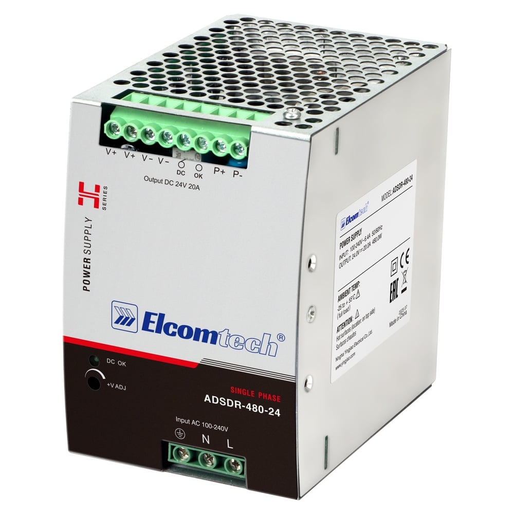 Изображение товара Блок питания на DIN рейку ELCOMTECH ADSDR-480-24 480W 24V 20A