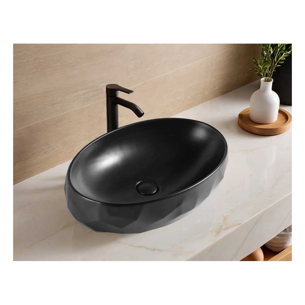 Изображение товара Раковина Gid Bm9030wx накладная черная матовая 60x40 см современный дизайн