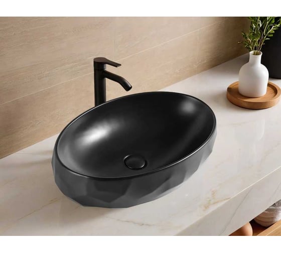 Изображение товара Раковина Gid Bm9030wx накладная, черная матовая, 60x40x15 53385