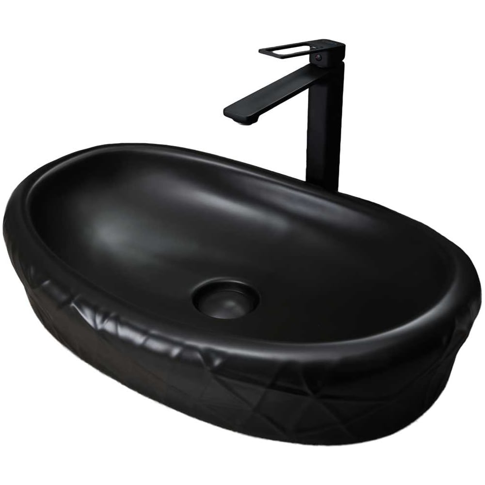 Изображение товара Раковина Gid Bm777 накладная черная матовая 60x39 см для ванной