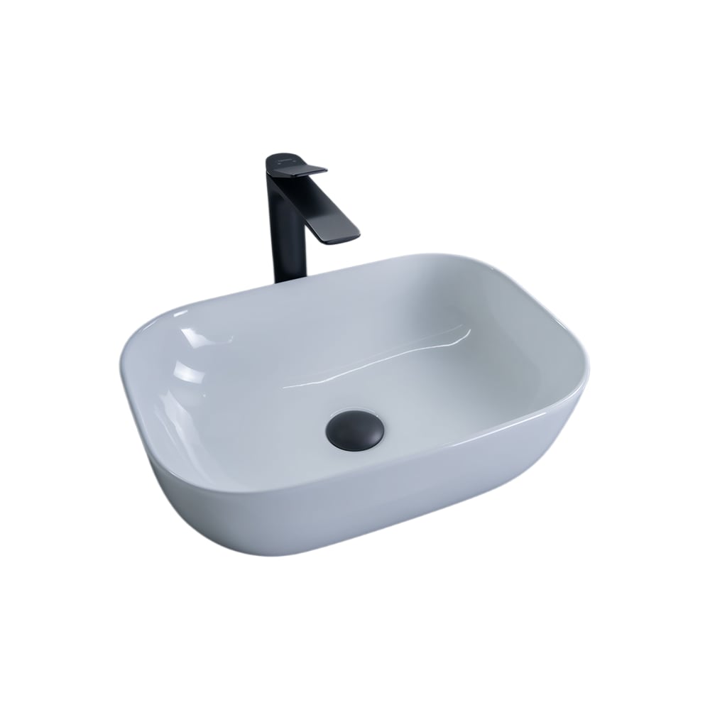 Изображение товара Раковина Gid D1333 накладная, белая, размеры 46x32.5x13.5 см, серия Geométrico