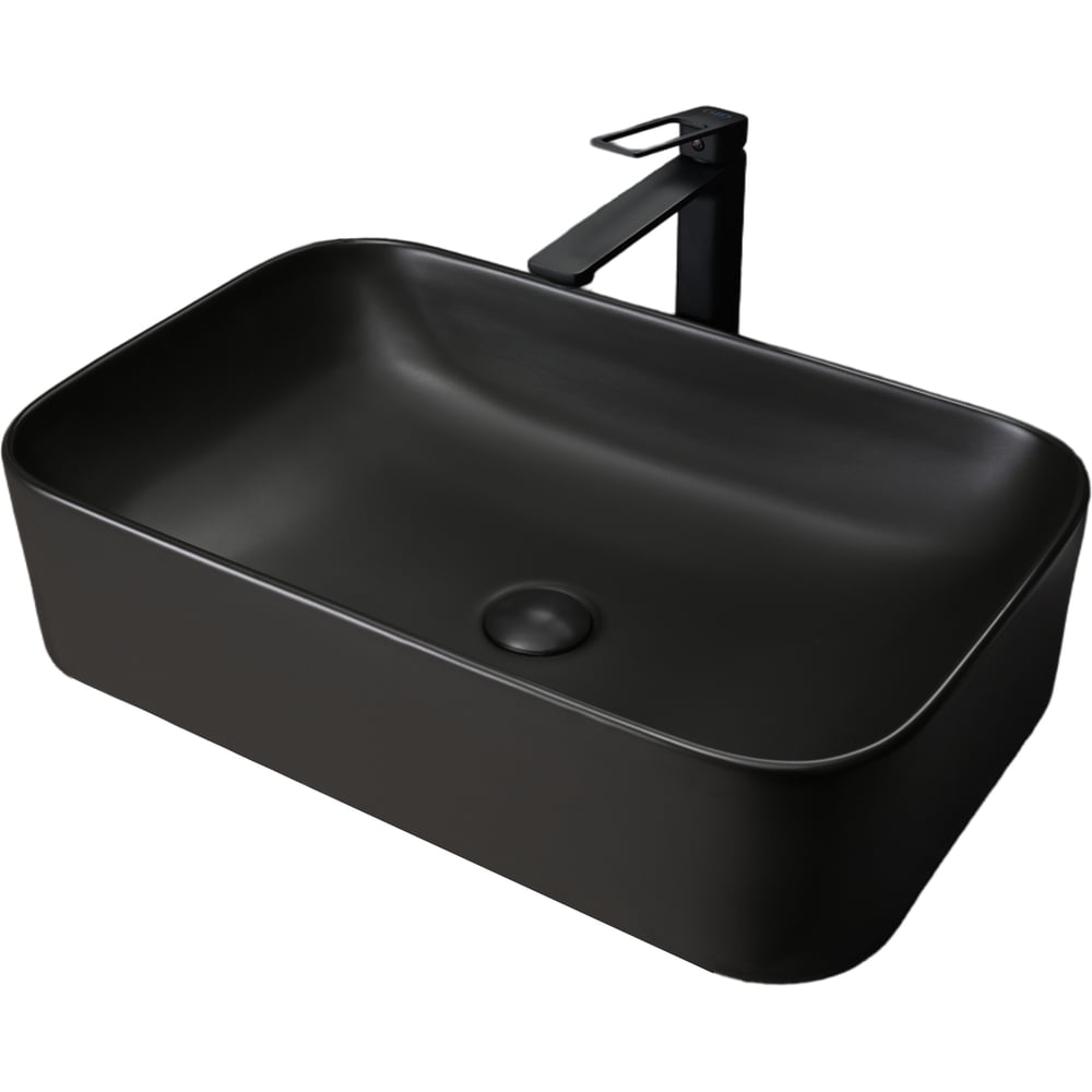 Изображение товара Накладная раковина Gid Bm9599 черная матовая 610x380 мм