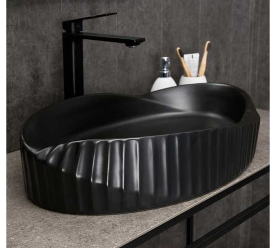 Изображение товара Раковина Gid Bm888 накладная, черная матовая, 60x38.5x13.5 53358