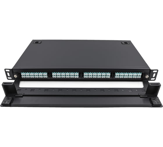 Изображение товара Кросс оптический стоечный TopLAN 19 1U на 4 кассеты OC до 96 волокон, цвет черный (RAL9005) КРС-Top-1U.96.4OC-BK