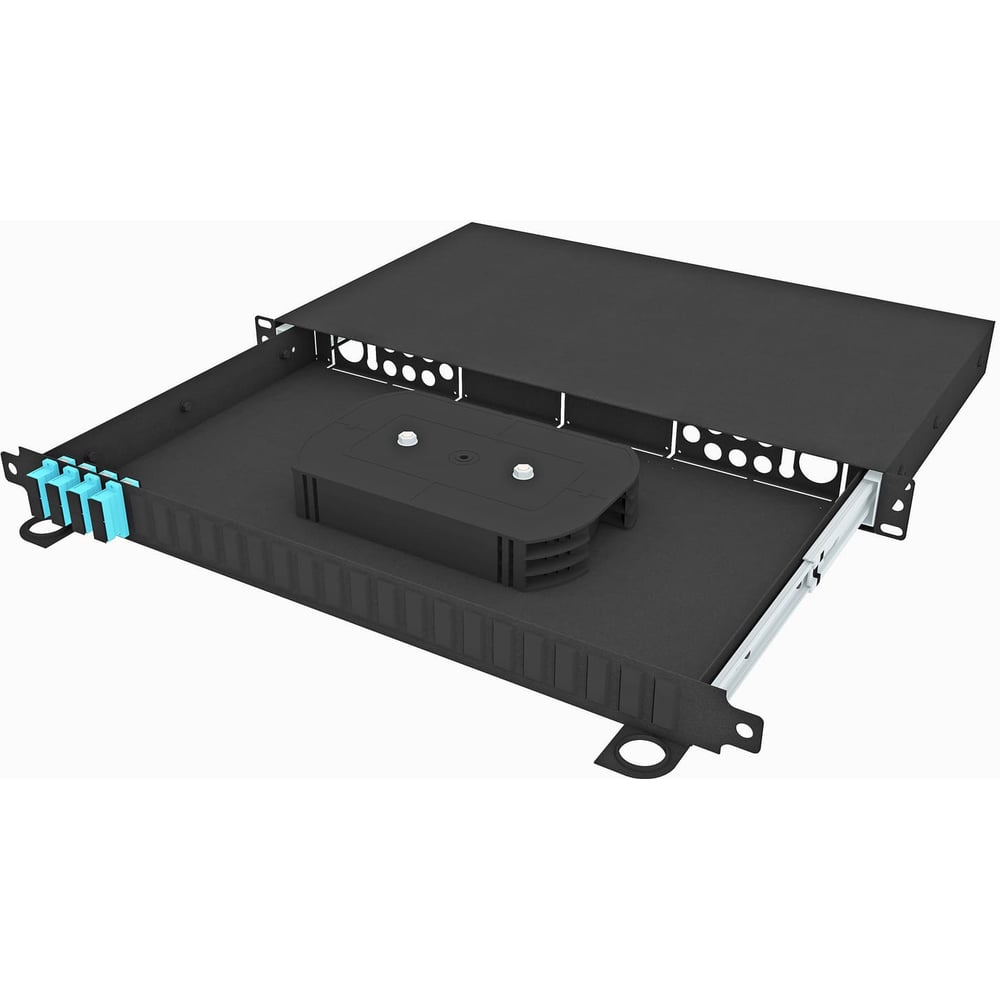 Изображение товара Кросс оптический стоечный выдвижной TopLAN 19, 8 SC/UPC адаптеров, многомодовый ОМ3, 1U, черный, укомплектованный, КРСв-Top-1U-08SC/U-OM3-BK