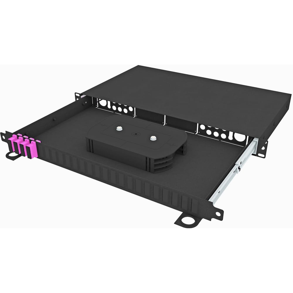 Изображение товара Кросс оптический стоечный выдвижной TopLAN 19, 8 SC/UPC адаптеров, многомодовый ОМ4, 1U, черный, укомплектованный, КРСв-Top-1U-08SC/U-OM4-BK