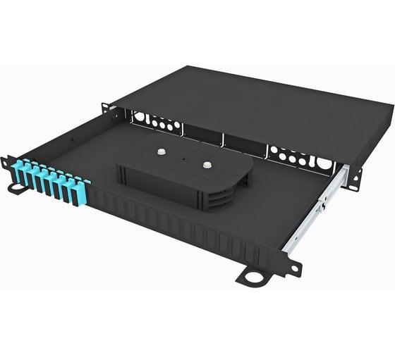 Изображение товара Кросс оптический стоечный выдвижной TopLAN 19, 16 SC/UPC адаптеров, многомодовый ОМ3, 1U, черный, укомплектованный, КРСв-Top-1U-16SC/U-OM3-BK