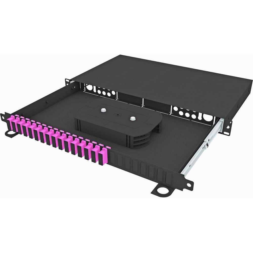 Изображение товара Кросс оптический стоечный выдвижной TopLAN 19, 32 SC/UPC адаптеров, многомодовый ОМ4, 1U, черный, укомплектованный, КРСв-Top-1U-32SC/U-OM4-BK