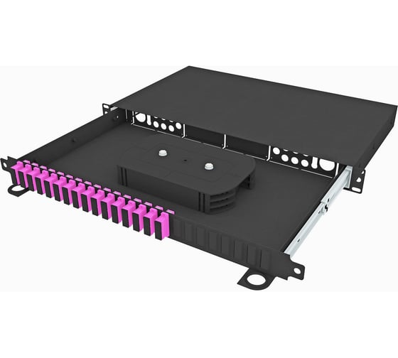 Изображение товара Кросс оптический стоечный выдвижной TopLAN 19, 32 SC/UPC адаптеров, многомодовый ОМ4, 1U, черный, укомплектованный, КРСв-Top-1U-32SC/U-OM4-BK