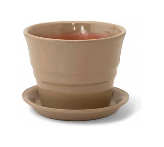 Изображение товара Горшок с поддоном Сады Аурики Колибри керамика, глянец капучино, d10.5см, h7см 073729