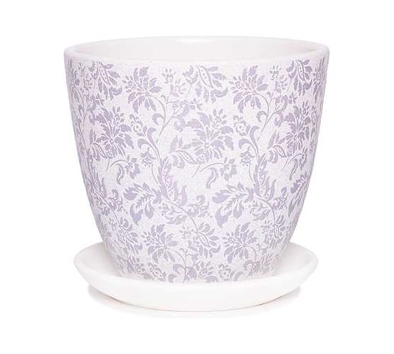 Изображение товара Кашпо керамика с поддоном Сады Аурики Гобелен белый крокус, d-11.7см, h-11см, 0.7л 059517