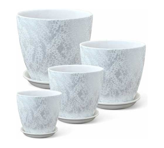 Изображение товара Комплект керамика Сады Аурики Шелк бутон белый, из 4х горшков, d12см, 15см, 18см, 21см 073734