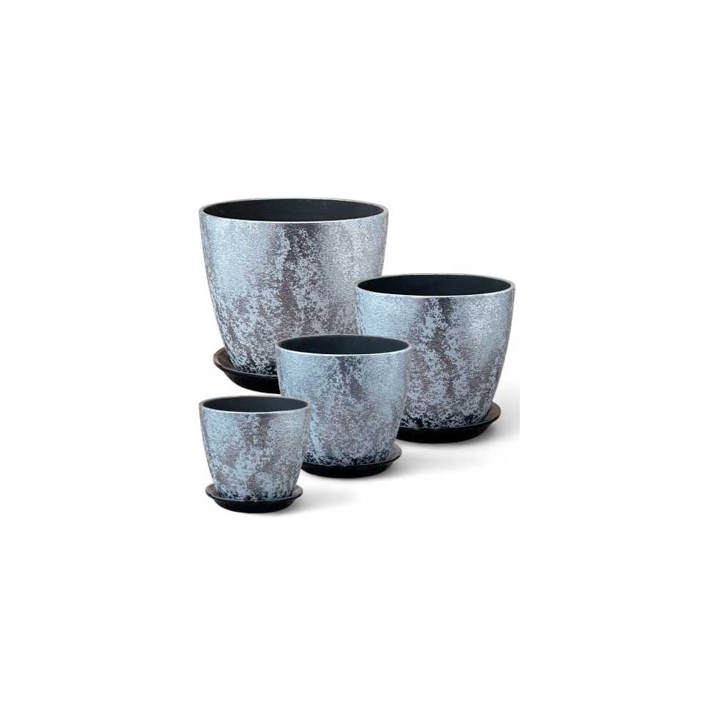 Изображение товара Комплект керамических горшков Сады Аурики Шелк бутон серый