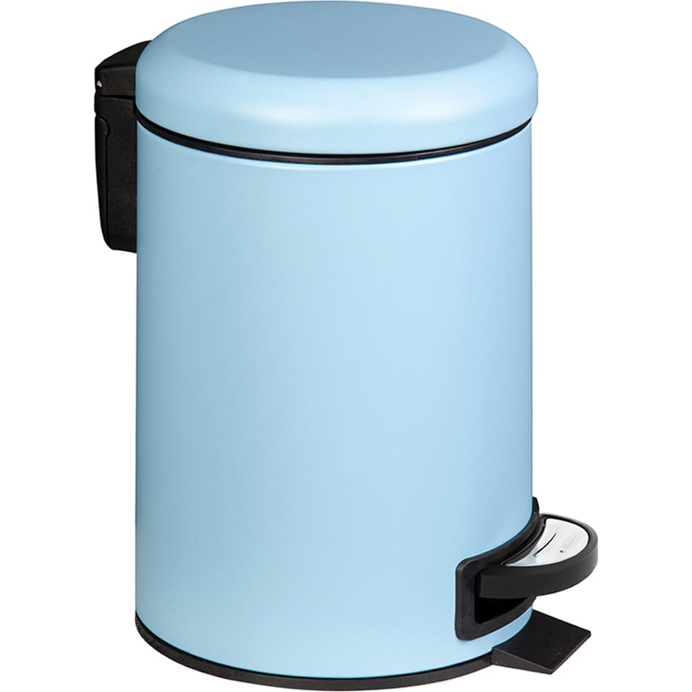 Изображение товара Урна с педалью, PRIMANOVA ELIT 5л, металл, матовый голубой, высота 27 см, диаметр 20,5 см D-111400-BL