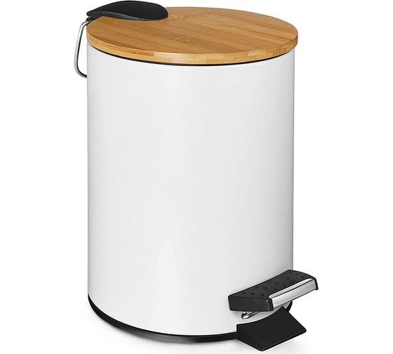 Изображение товара Ведро ПКФ Сварком нержавейка, с педалью, 5л, белое s064893