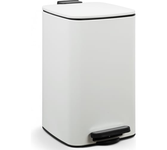 Изображение товара Ведро ПКФ Сварком нержавейка, с педалью, 8л, квадратное, белое s065183