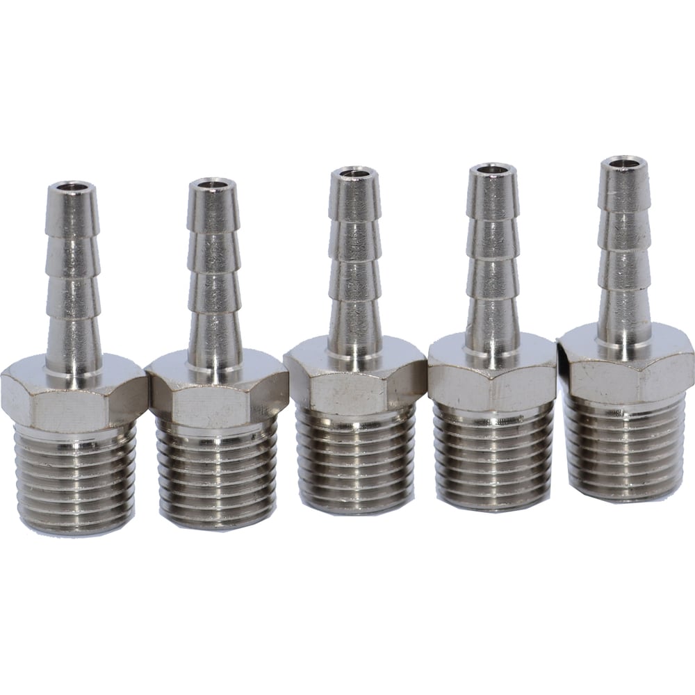 Изображение товара Фитинг елочка KraftWell 6 мм 1/4 М 5 шт стальной штуцер для шланга