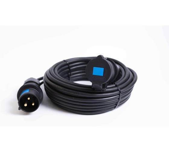 Изображение товара Удлинитель шнур энаргит 220 Вольт BLACK, КГтп-ХЛ 3х2,5 10 метров, 1 розетка 16А IEC60309, вилка 16А IEC60309, IP 44 КГ325-10-116П-16П-44-блэк