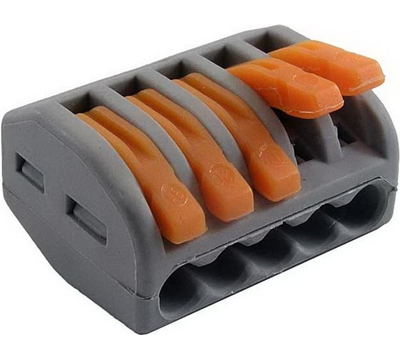 Изображение товара Клеммник RUICHI зажимная соединительная 5-контактная 222-415, 24 А, 250 В, PA66, упаковка 5 шт. 115410