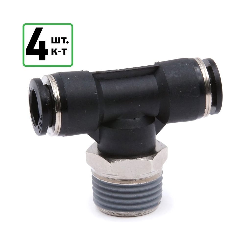 Изображение товара Тройник HQ-mech VPB10412 пневматический фитинг 10мм с резьбой 1/2