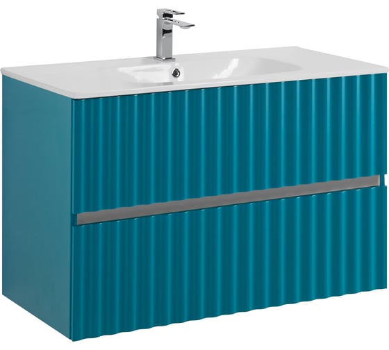 Изображение товара База под раковину подвесная Art&Max ELEGANT с двумя выкатными ящиками, с LED подсветкой ручек. Бирюзовый Матовый, 870x469x550 AM-ELEGANT-900-2C-SO-TM-LED