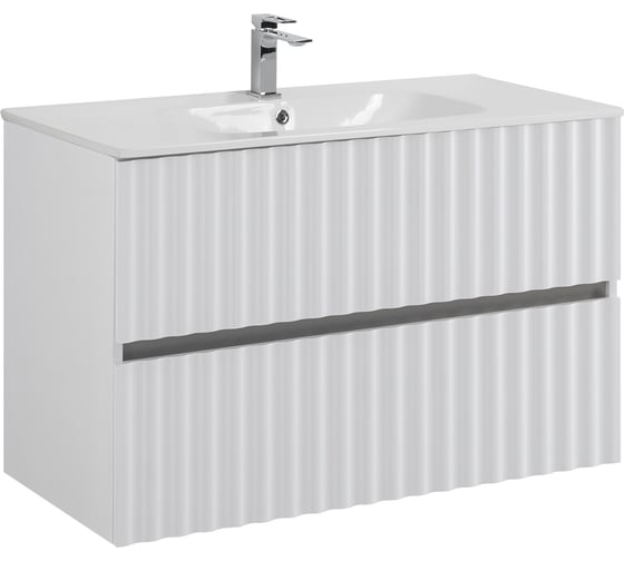 Изображение товара База под раковину подвесная Art&Max ELEGANT с двумя выкатными ящиками, с LED подсветкой ручек. Белый матовый, 870x469x550 AM-ELEGANT-900-2C-SO-BM-LED