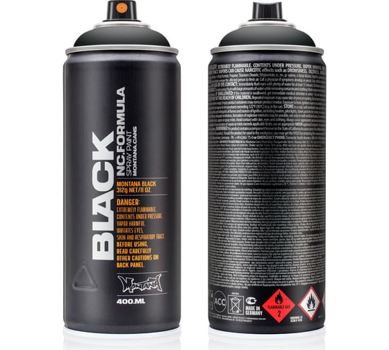Изображение товара Краска MONTANA BLACK черная, 0.4 л 9001 BLK