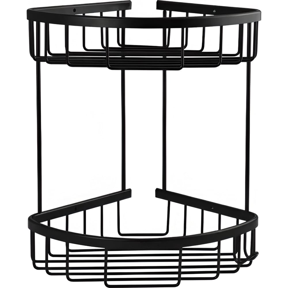 Изображение товара Полочка двойная угловая овальная черная для стен moderna