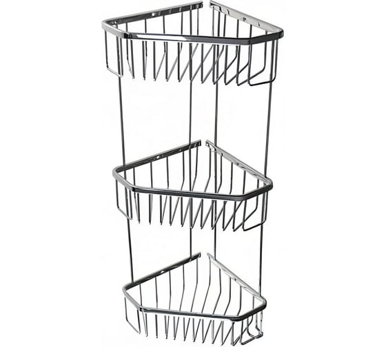 Изображение товара Полочка ООО ПКФ Сварком 25см тройная угловая пятиугольная , решётка из нержавеющей стали (уп/1шт) СанТех s057475